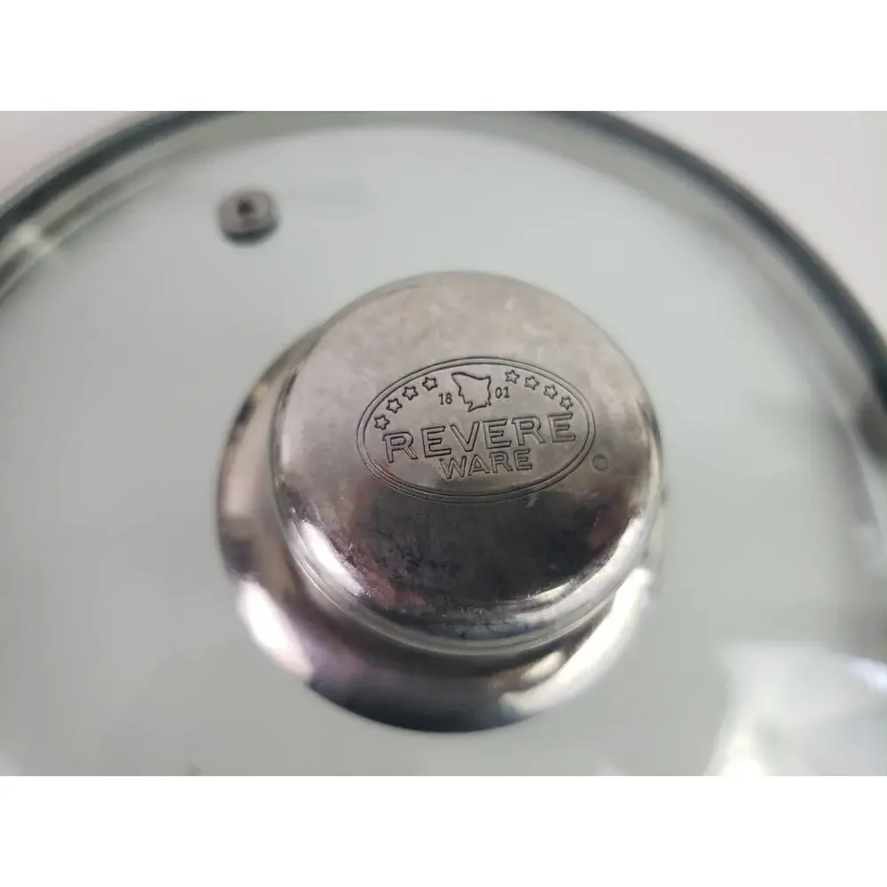 Revere Ware SX 01K Copper Bottom 1.5/ 2.5 Qt. Stainless Sauce Pan Lid Lot of 2
